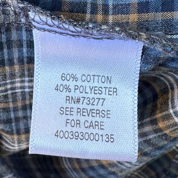 Croft & Barrow Plaid Button Down Shirt Blue White Tan Size M - Picture 4 of 5